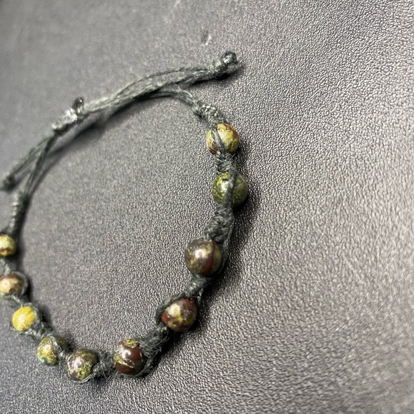 HANDMADE Dragon's Blood Jasper Beads Knotted with Black Hemp Cord - Picture 3 of 6